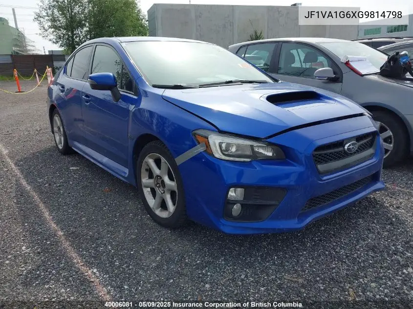 2016 Subaru Wrx Limited VIN: JF1VA1G6XG9814798 Lot: 40006081