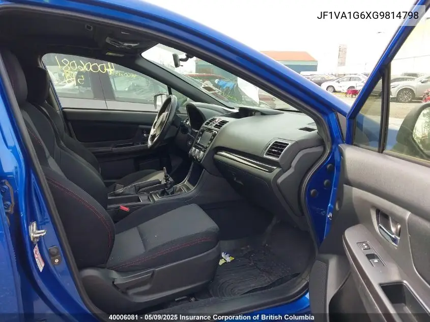 2016 Subaru Wrx Limited VIN: JF1VA1G6XG9814798 Lot: 40006081