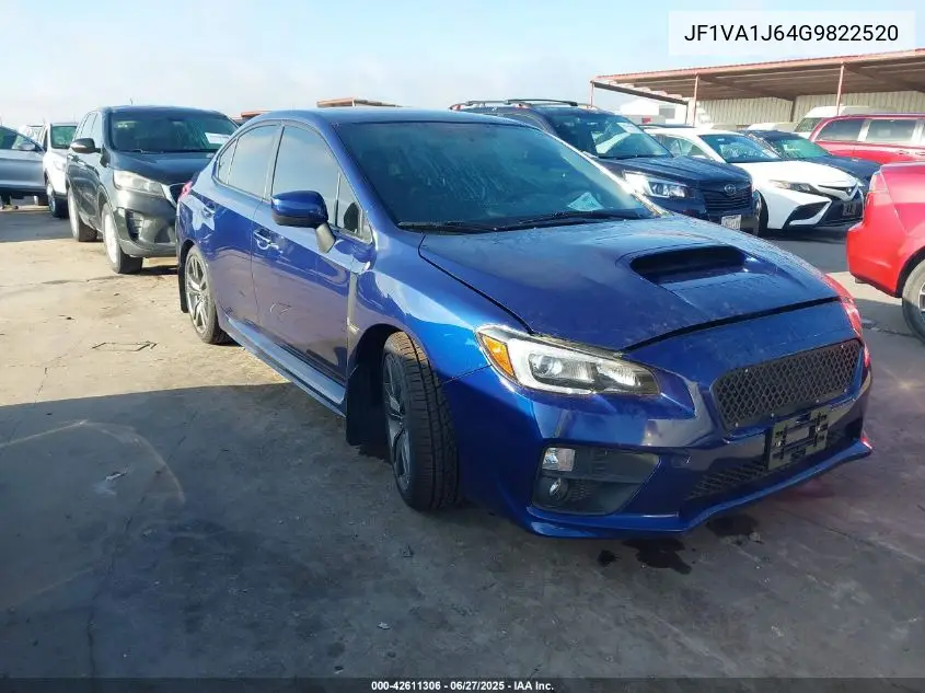 2016 Subaru Wrx Limited VIN: JF1VA1J64G9822520 Lot: 42611306