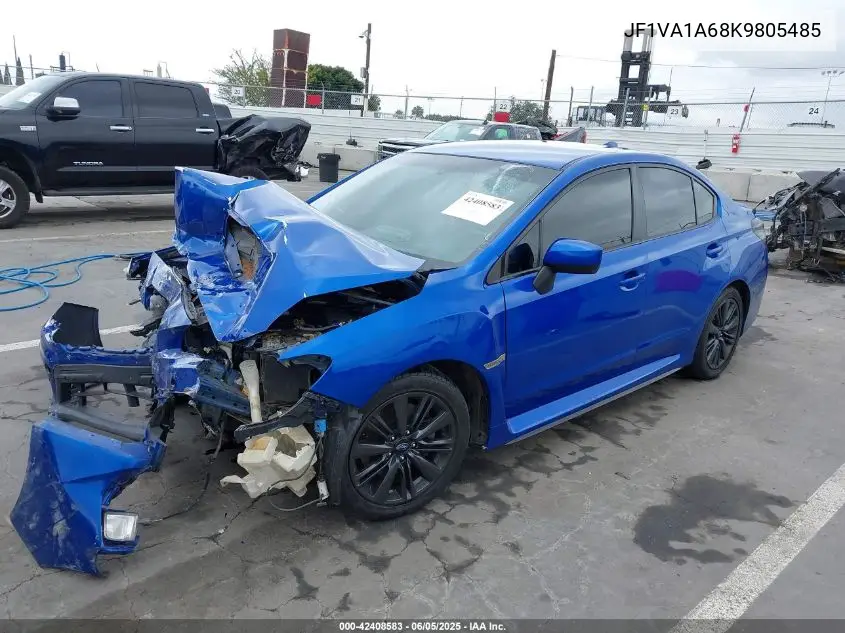 2019 Subaru Wrx VIN: JF1VA1A68K9805485 Lot: 42408583