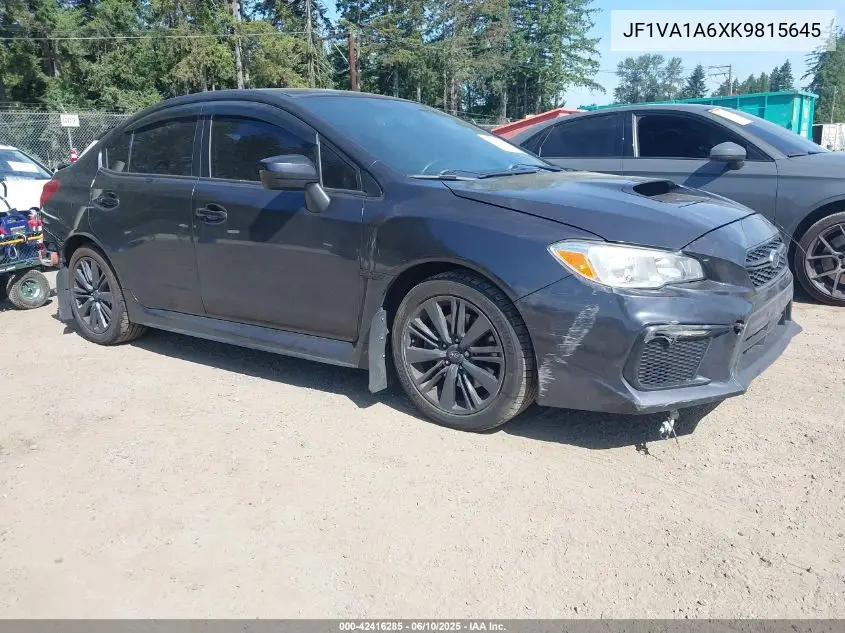 2019 Subaru Wrx VIN: JF1VA1A6XK9815645 Lot: 42416285