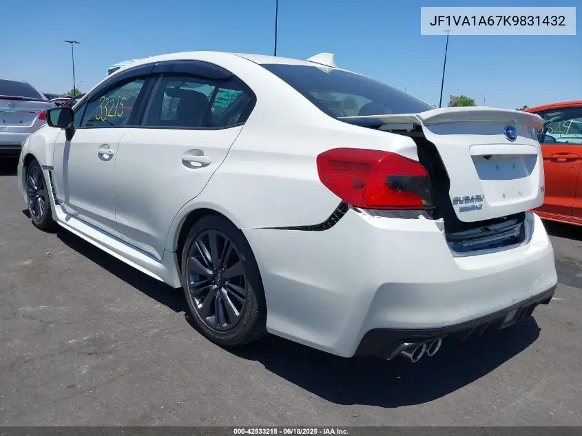 2019 Subaru Wrx VIN: JF1VA1A67K9831432 Lot: 42533215