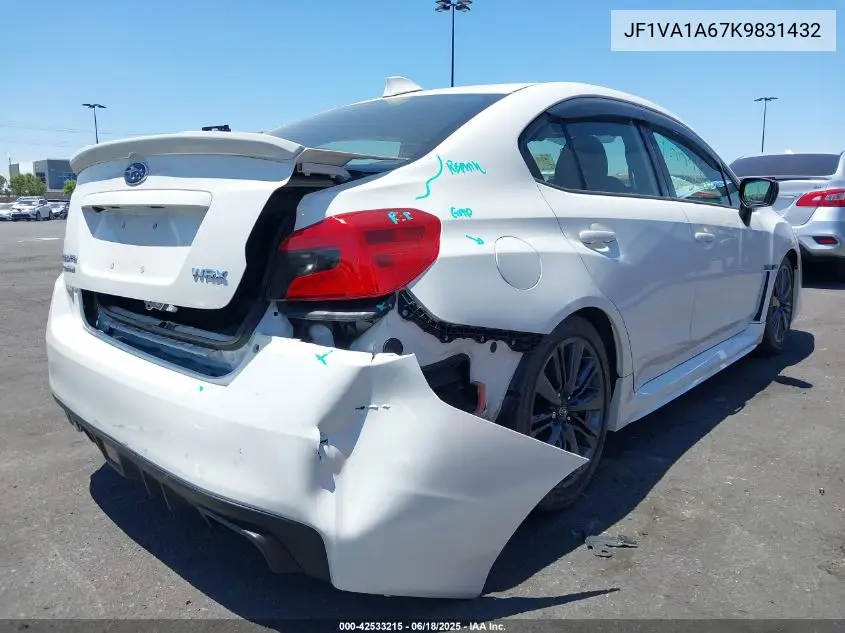 2019 Subaru Wrx VIN: JF1VA1A67K9831432 Lot: 42533215