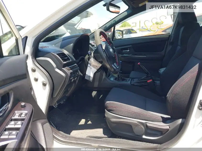 2019 Subaru Wrx VIN: JF1VA1A67K9831432 Lot: 42533215