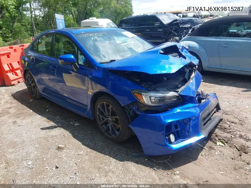 2019 Subaru Wrx Limited VIN: JF1VA1J6XK9815287 Lot: 42547327