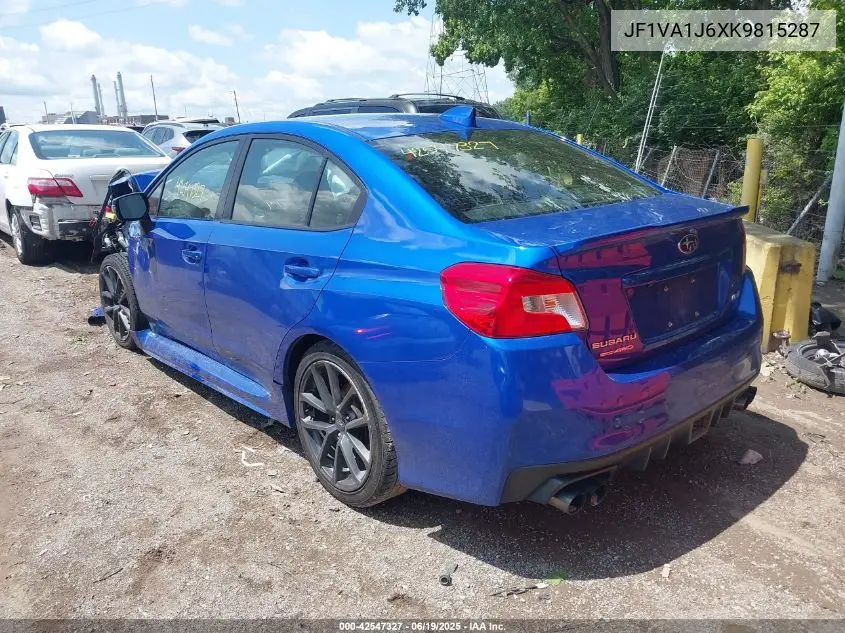 2019 Subaru Wrx Limited VIN: JF1VA1J6XK9815287 Lot: 42547327