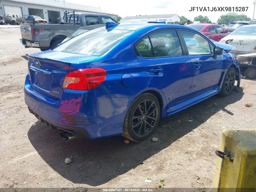 2019 Subaru Wrx Limited VIN: JF1VA1J6XK9815287 Lot: 42547327
