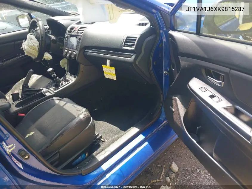 2019 Subaru Wrx Limited VIN: JF1VA1J6XK9815287 Lot: 42547327