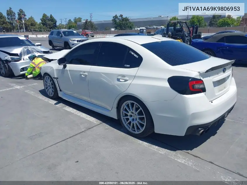 2019 Subaru Wrx VIN: JF1VA1A69K9806953 Lot: 42598101