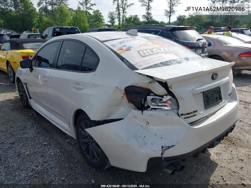 2021 Subaru Wrx VIN: JF1VA1A62M9820986 Lot: 42216429