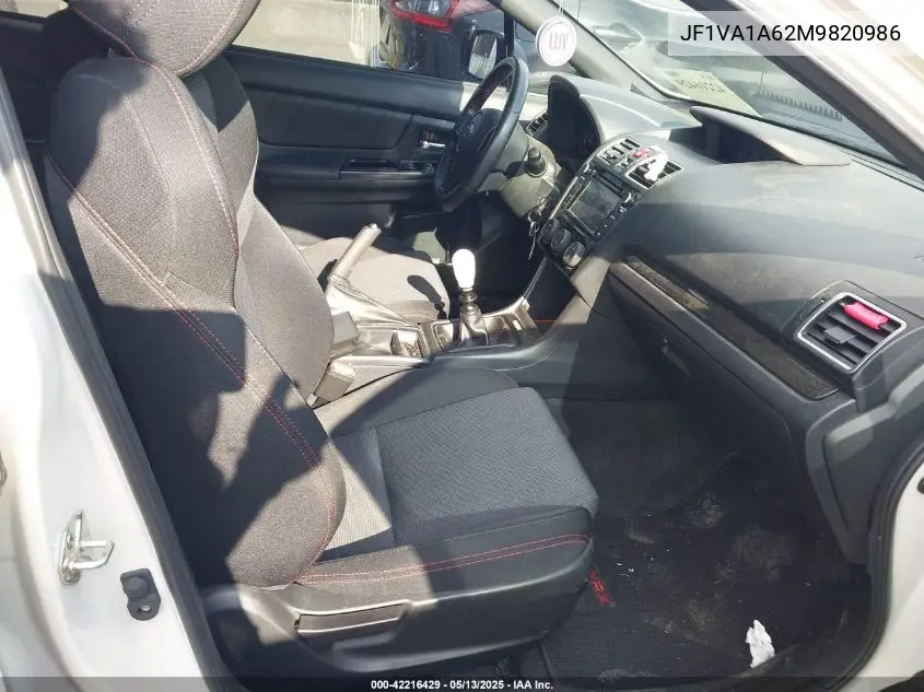 2021 Subaru Wrx VIN: JF1VA1A62M9820986 Lot: 42216429