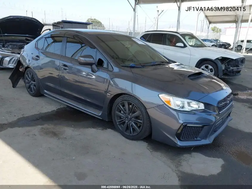 2021 Subaru Wrx VIN: JF1VA1A63M9820415 Lot: 42598065