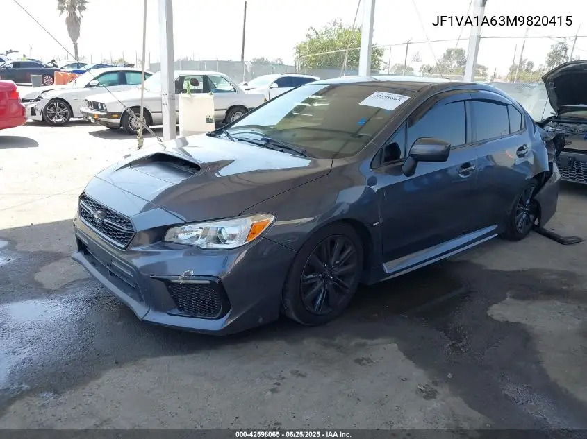 2021 Subaru Wrx VIN: JF1VA1A63M9820415 Lot: 42598065