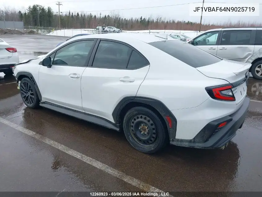 2022 Subaru Wrx Premium VIN: JF1VBAF64N9025719 Lot: 12260923
