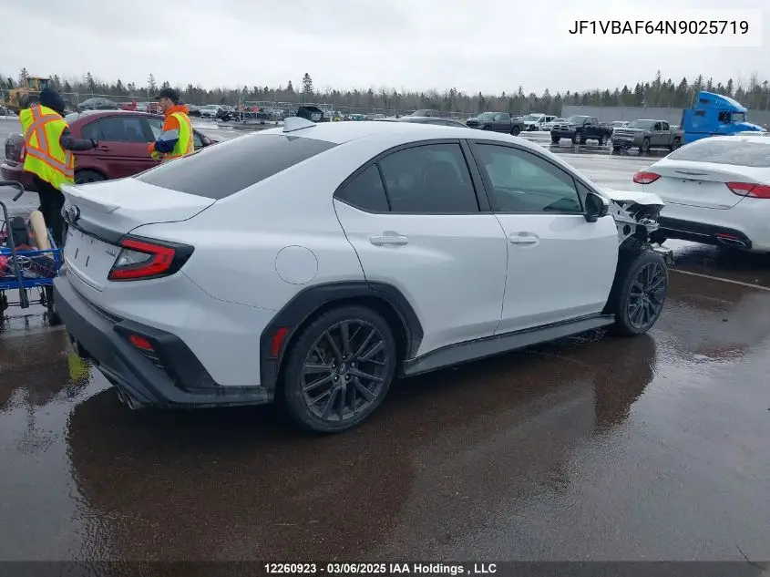 2022 Subaru Wrx Premium VIN: JF1VBAF64N9025719 Lot: 12260923