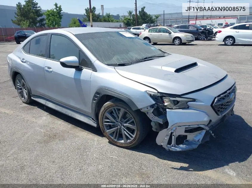 2022 Subaru Wrx VIN: JF1VBAA6XN9008575 Lot: 42599135