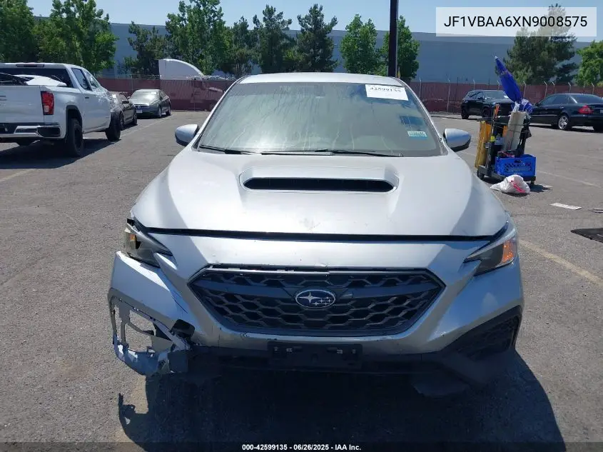 2022 Subaru Wrx VIN: JF1VBAA6XN9008575 Lot: 42599135