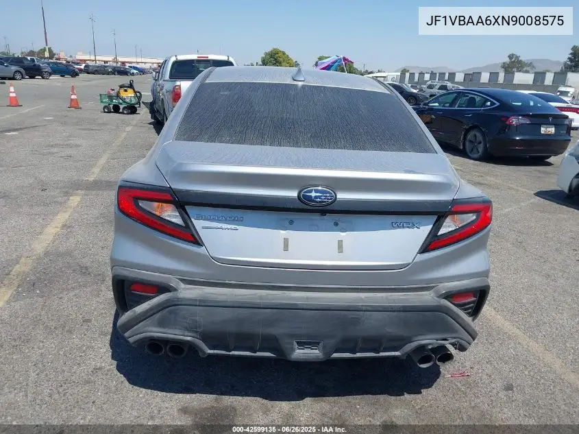 2022 Subaru Wrx VIN: JF1VBAA6XN9008575 Lot: 42599135