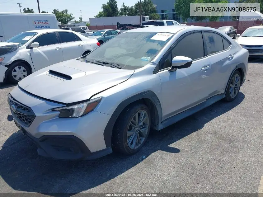 2022 Subaru Wrx VIN: JF1VBAA6XN9008575 Lot: 42599135