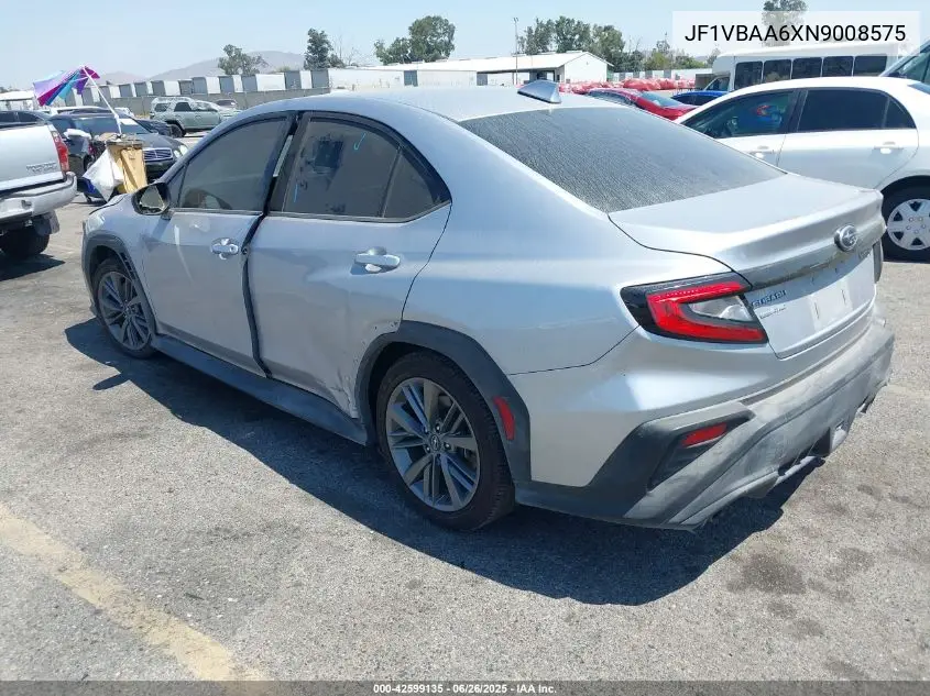 2022 Subaru Wrx VIN: JF1VBAA6XN9008575 Lot: 42599135