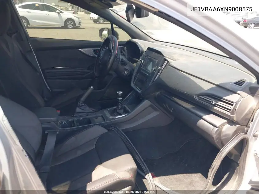 2022 Subaru Wrx VIN: JF1VBAA6XN9008575 Lot: 42599135