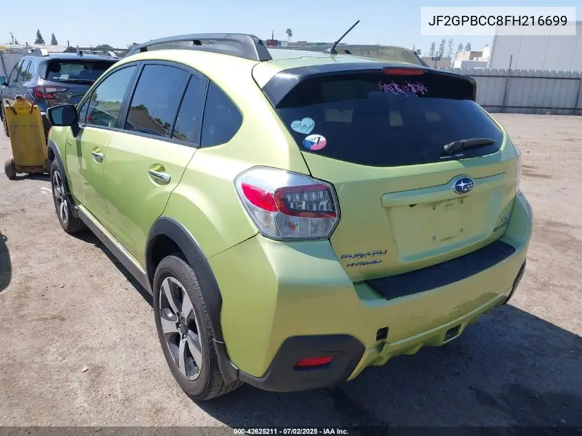 2015 Subaru Xv Crosstrek Hybrid VIN: JF2GPBCC8FH216699 Lot: 42625211