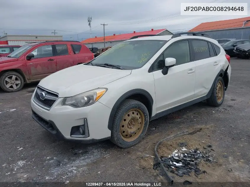 2016 Subaru Crosstrek Premium VIN: JF2GPABC0G8294648 Lot: 12289437