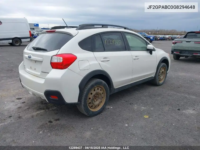 2016 Subaru Crosstrek Premium VIN: JF2GPABC0G8294648 Lot: 12289437