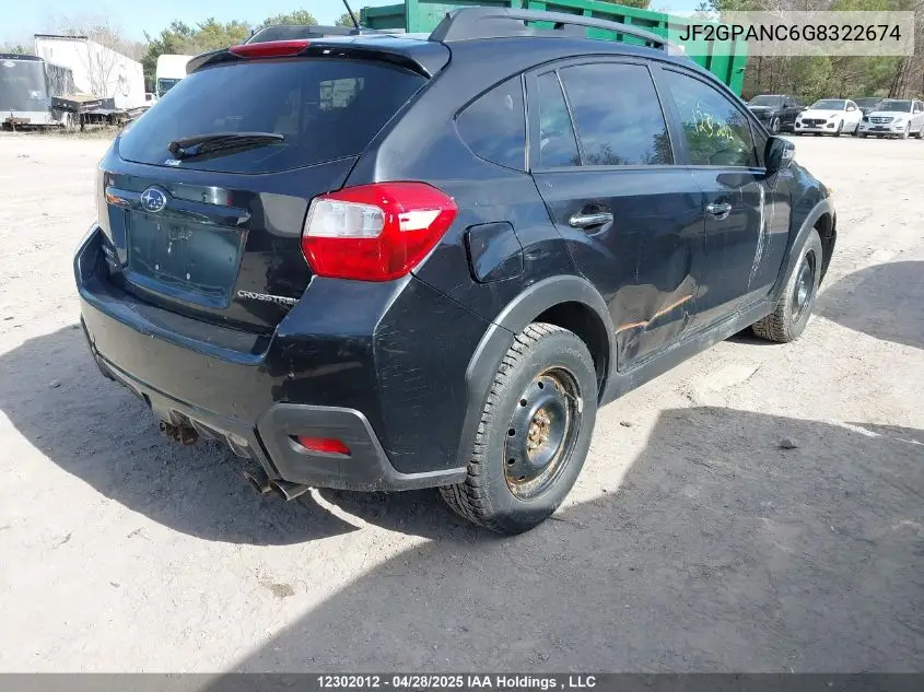 2016 Subaru Crosstrek Limited Package VIN: JF2GPANC6G8322674 Lot: 12302012
