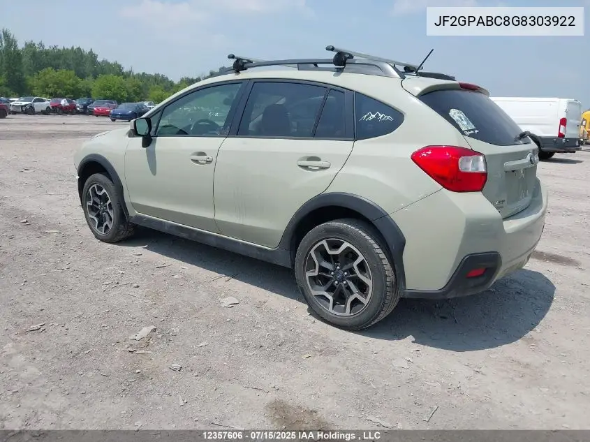2016 Subaru Crosstrek Premium VIN: JF2GPABC8G8303922 Lot: 12357606