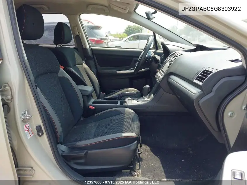 2016 Subaru Crosstrek Premium VIN: JF2GPABC8G8303922 Lot: 12357606