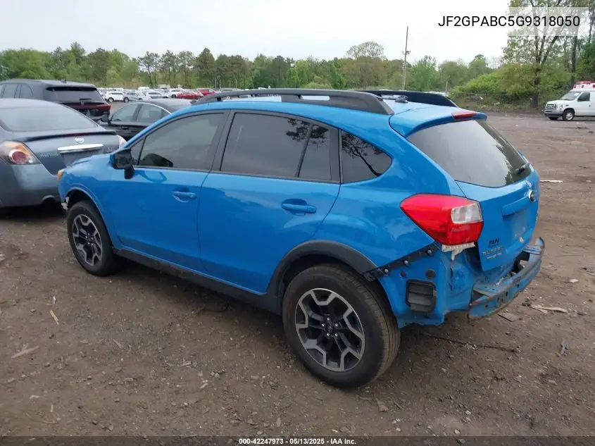 2016 Subaru Crosstrek 2.0I Premium VIN: JF2GPABC5G9318050 Lot: 42247973
