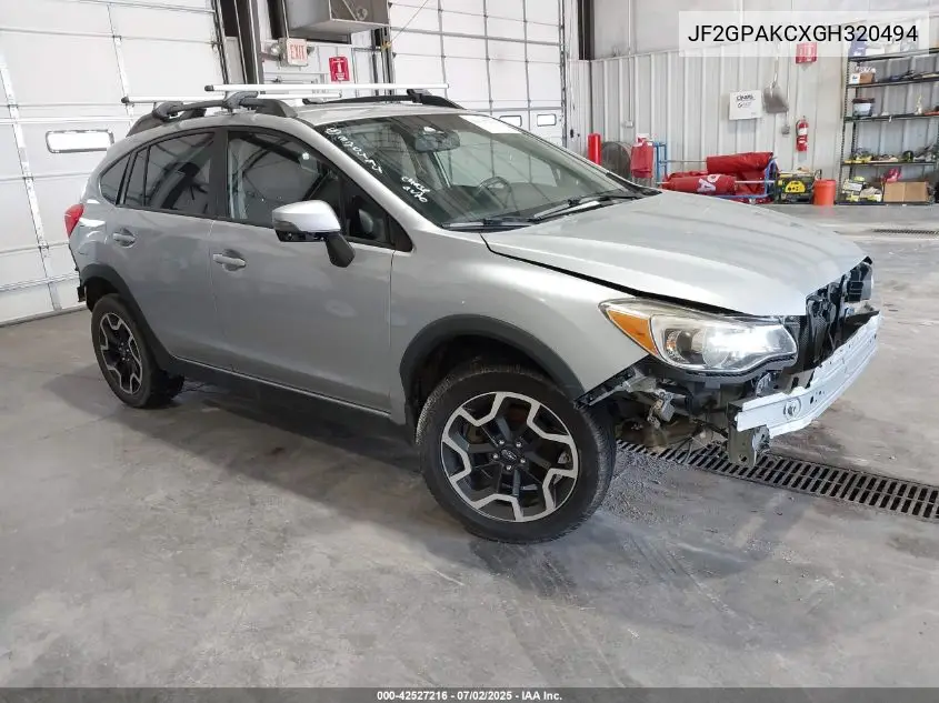 2016 Subaru Crosstrek 2.0I Limited VIN: JF2GPAKCXGH320494 Lot: 42527216