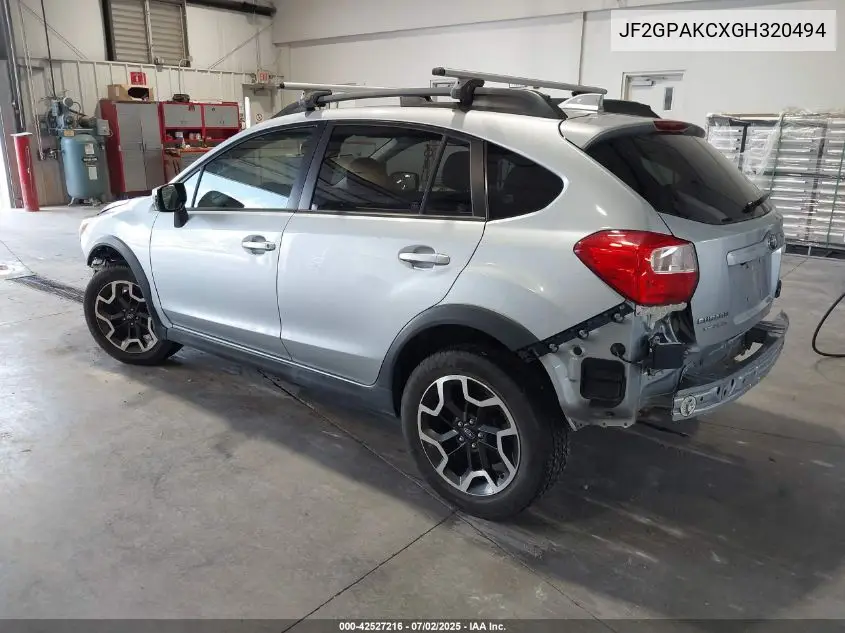 2016 Subaru Crosstrek 2.0I Limited VIN: JF2GPAKCXGH320494 Lot: 42527216