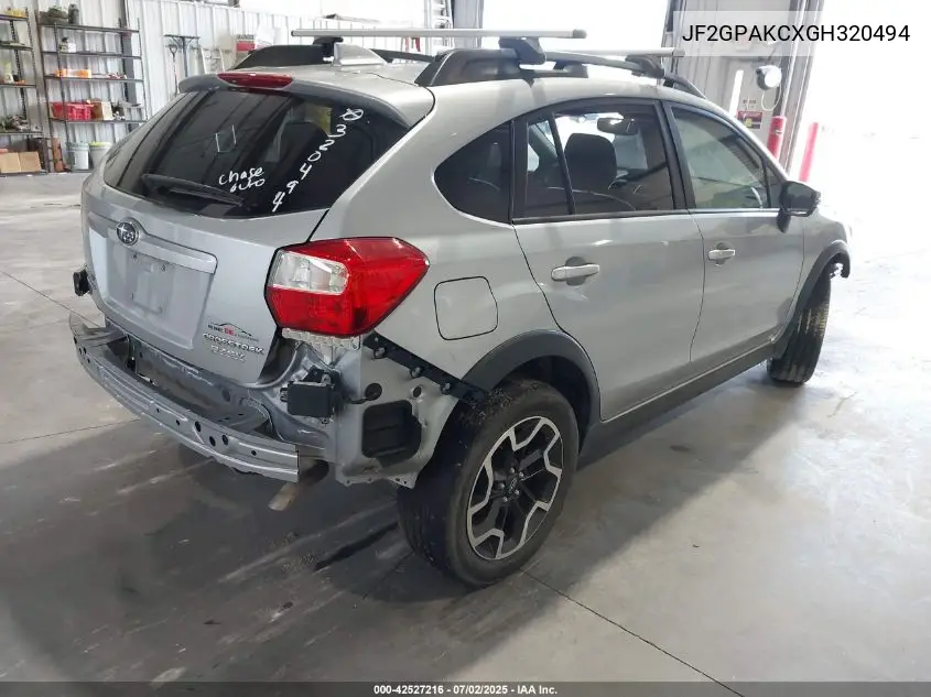 2016 Subaru Crosstrek 2.0I Limited VIN: JF2GPAKCXGH320494 Lot: 42527216