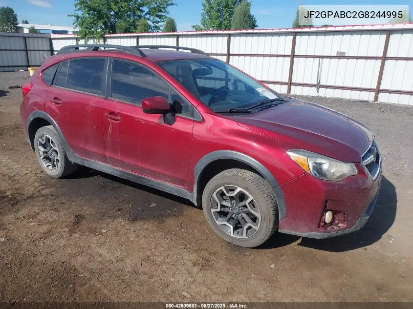 2016 Subaru Crosstrek 2.0I Premium VIN: JF2GPABC2G8244995 Lot: 42609883