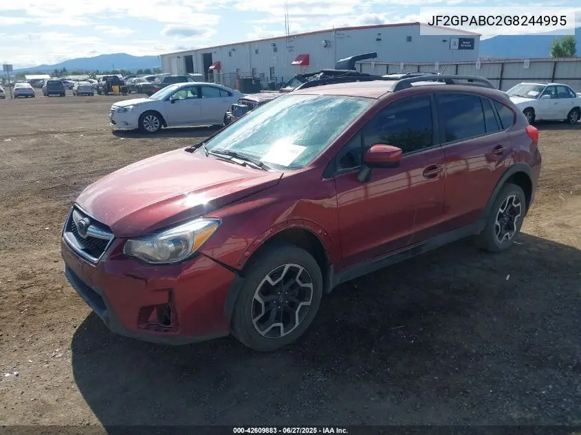 2016 Subaru Crosstrek 2.0I Premium VIN: JF2GPABC2G8244995 Lot: 42609883