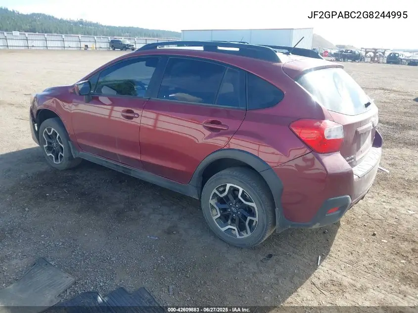 2016 Subaru Crosstrek 2.0I Premium VIN: JF2GPABC2G8244995 Lot: 42609883