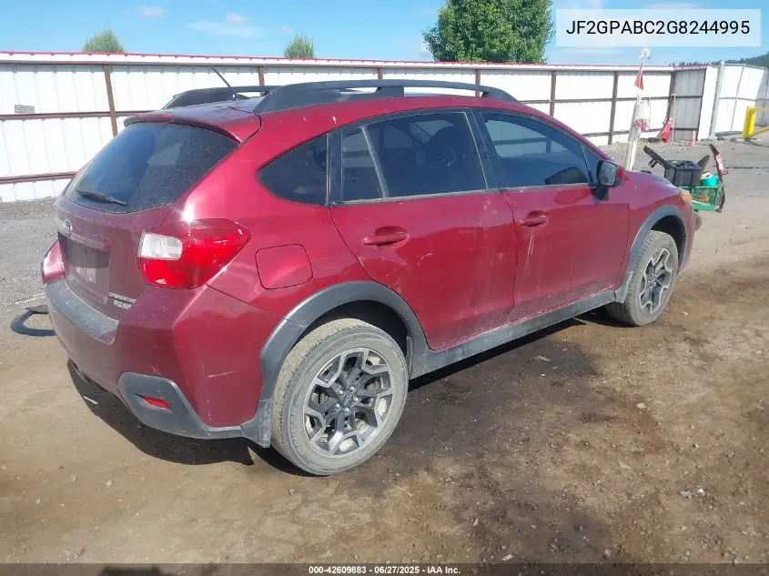 2016 Subaru Crosstrek 2.0I Premium VIN: JF2GPABC2G8244995 Lot: 42609883