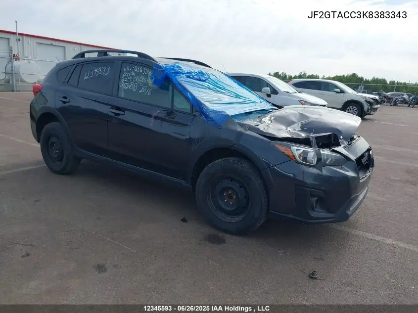 2019 Subaru Crosstrek Premium VIN: JF2GTACC3K8383343 Lot: 12345593