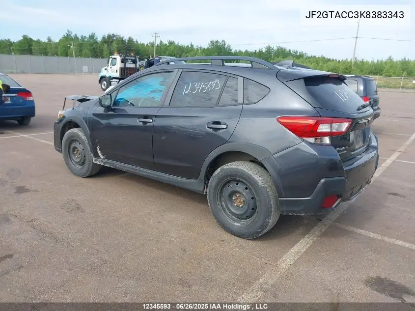 2019 Subaru Crosstrek Premium VIN: JF2GTACC3K8383343 Lot: 12345593