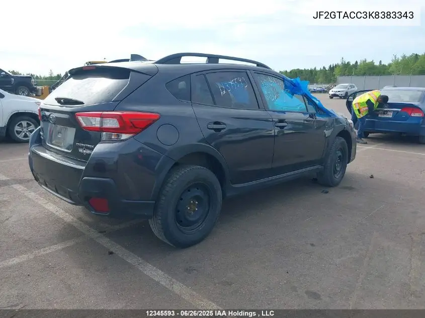 2019 Subaru Crosstrek Premium VIN: JF2GTACC3K8383343 Lot: 12345593