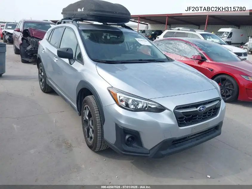 2019 Subaru Crosstrek 2.0I VIN: JF2GTABC2KH315780 Lot: 42587528