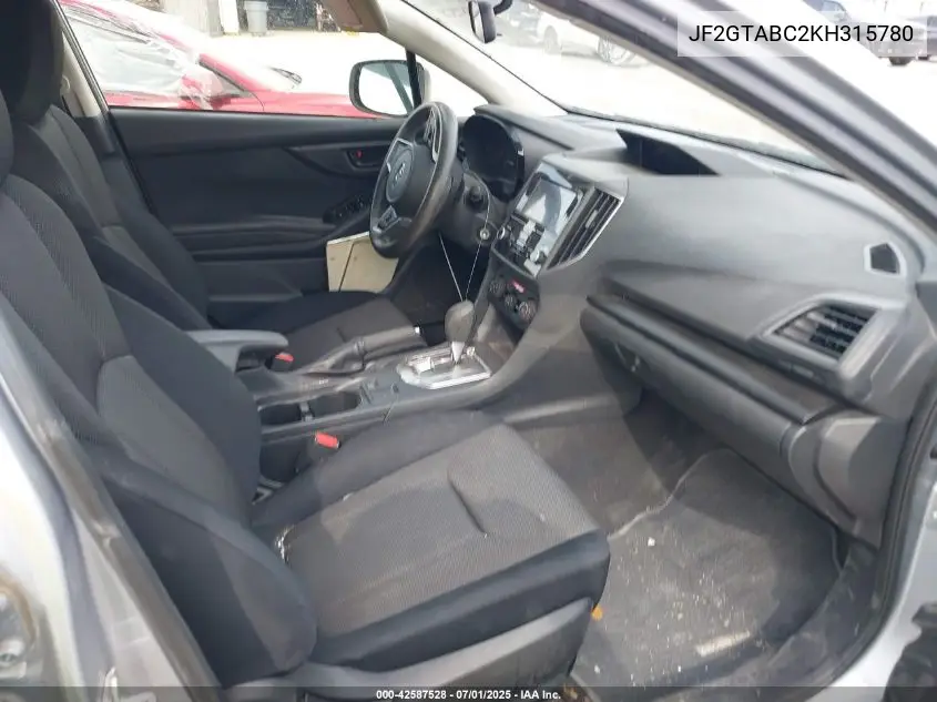 2019 Subaru Crosstrek 2.0I VIN: JF2GTABC2KH315780 Lot: 42587528