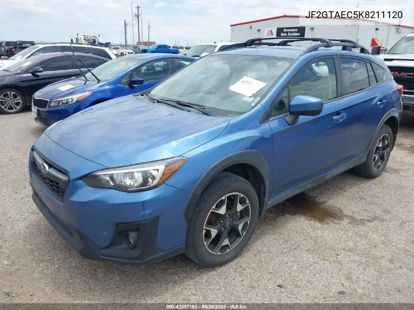 2019 Subaru Crosstrek 2.0I Premium VIN: JF2GTAEC5K8211120 Lot: 42597163