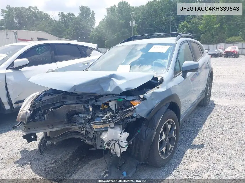 2019 Subaru Crosstrek 2.0I Premium VIN: JF2GTACC4KH339643 Lot: 42612437