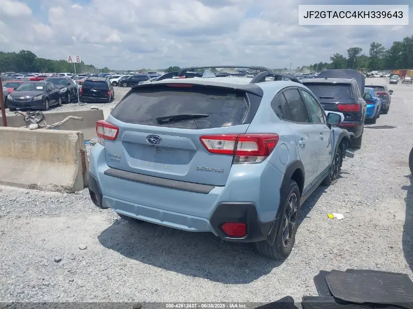 2019 Subaru Crosstrek 2.0I Premium VIN: JF2GTACC4KH339643 Lot: 42612437