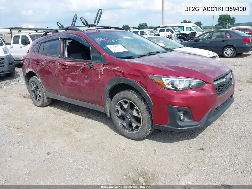 2019 Subaru Crosstrek 2.0I Premium VIN: JF2GTACC1KH359400 Lot: 42628437