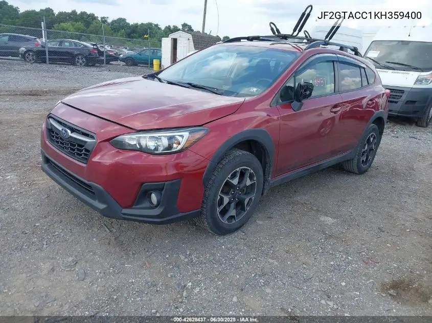 2019 Subaru Crosstrek 2.0I Premium VIN: JF2GTACC1KH359400 Lot: 42628437