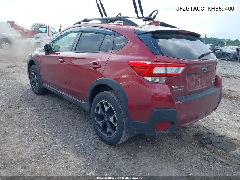 2019 Subaru Crosstrek 2.0I Premium VIN: JF2GTACC1KH359400 Lot: 42628437